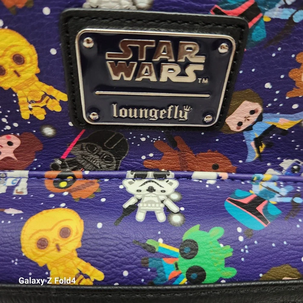 Loungefly Star Wars‎ Chibi Galaxy Purple Mini Backpack Vegan Leather Disney Bag